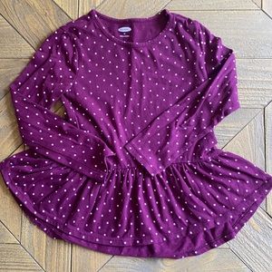 Girls cotton polka dot peplum shirt.